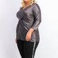 Top feminino Alfani com torção frontal metálica, preto, tamanho XXG