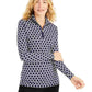 Camiseta feminina estampada Charter Club com zíper e meio zíper, azul, tamanho X-S