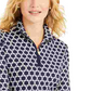 Camiseta feminina estampada Charter Club com zíper e meio zíper, azul, tamanho X-S