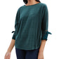 Charter Club Blusa de veludo com manga amarrada feminina, verde, tamanho XX-G