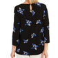 Blusa plissada com estampa floral feminina Charter Club, preta, tamanho médio