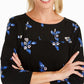 Blusa plissada com estampa floral feminina Charter Club, preta, tamanho médio