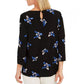 Blusa plissada com estampa floral feminina Charter Club, preta, tamanho XX-G