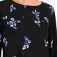 Top feminino com pregas florais Charter Club, preto, tamanho pequeno, extragrande
