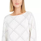 Blusa de malha xadrez feminina Charter Club, branca, tamanho grande