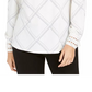 Blusa de malha xadrez feminina Charter Club, branca, tamanho grande