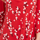 Blusa feminina com estampa floral e decote em V, plissada, vermelha, tamanho grande