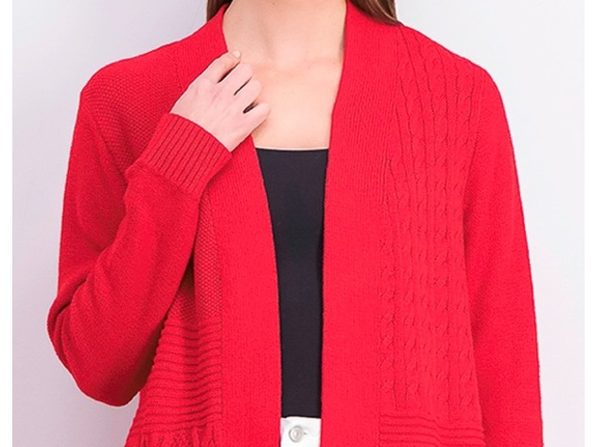 Cardigan feminino patchwork Charter Club vermelho tamanho grande