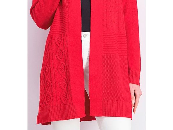 Cardigan feminino patchwork Charter Club vermelho tamanho grande