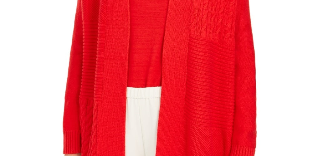 Cardigan feminino patchwork Charter Club vermelho tamanho médio