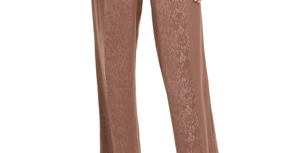 Calça feminina Alfani com estampa de cobra e perna larga, marrom, tamanho 2, pequena