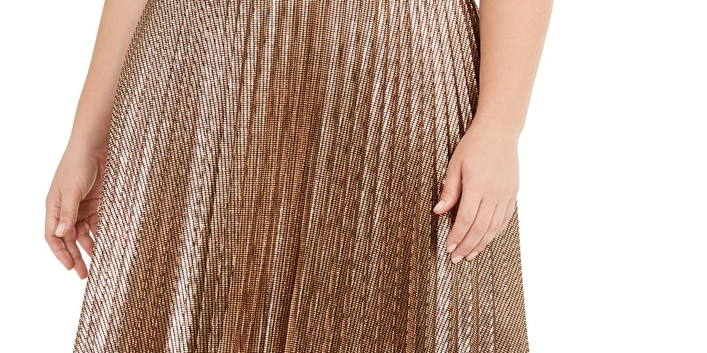 Saia midi plissada metálica plus size Alfani feminina marrom tamanho 2X