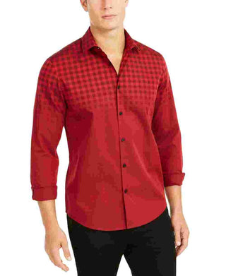 Camisa social masculina Alfani com gola ombré e ajuste clássico, vermelha, tamanho XX-G