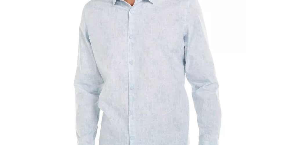 Camisa xadrez abstrata Alfani masculina, corte clássico, azul marinho, tamanho XX-G