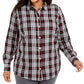 Camisa xadrez de algodão Ilanna Plus Size feminina Charter Club, preta, tamanho 1X