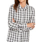 Camisa xadrez de algodão feminina Charter Club, branca, tamanho extragrande