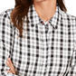 Camisa xadrez de algodão feminina Charter Club, branca, tamanho extragrande