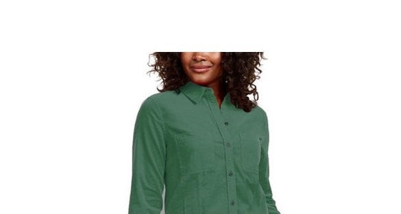 Camisa feminina de veludo cotelê sólida Charter Club, verde, tamanho X-S