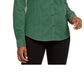 Camisa feminina de veludo cotelê sólida Charter Club, verde, tamanho X-S