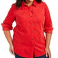 Camisa feminina de veludo cotelê de algodão plus size Charter Club vermelha tamanho 3X