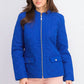 Jaqueta feminina acolchoada com gola mandarim Charter Club, azul, tamanho XX-G