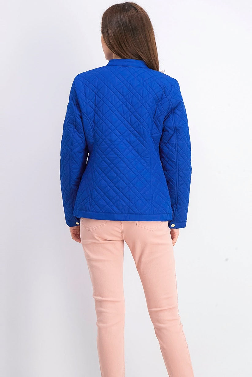 Jaqueta feminina acolchoada com gola mandarim Charter Club, azul, tamanho XX-G