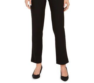 Calça reta com estampa jacquard da coleção feminina JM, preta, tamanho extra pequeno