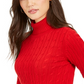 Suéter feminino Charter Club Cable com gola alta, vermelho, tamanho grande