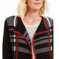 Cardigan feminino xadrez com frente aberta Charter Club, preto, tamanho XX-G