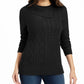 Suéter feminino Charter Club Patchwork Stitch com gola assimétrica, preto, tamanho X-S
