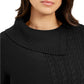 Suéter feminino Charter Club Patchwork Stitch com gola assimétrica, preto, tamanho X-S
