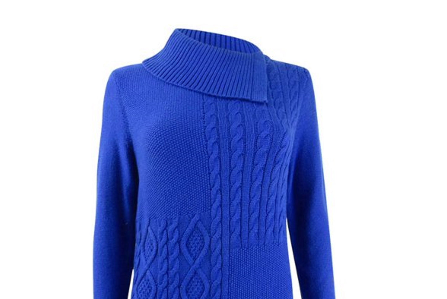 Suéter feminino Charter Club com patchwork e gola assimétrica, azul, tamanho XXG