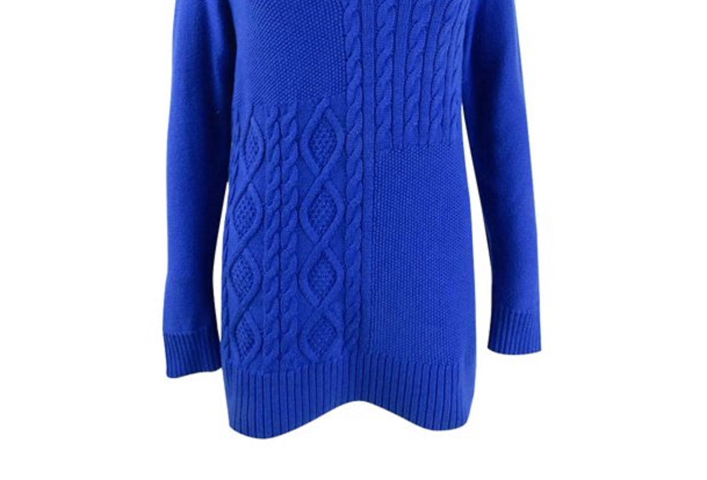 Suéter feminino Charter Club com patchwork e gola assimétrica, azul, tamanho XXG