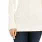 Blusa feminina Charter Club bege estampada, manga comprida, decote em V, tamanho natural, pequena e pequena