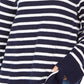Suéter feminino listrado com gola alta Charter Club, azul, tamanho médio