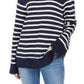 Suéter feminino listrado com gola alta Charter Club, azul, tamanho extragrande