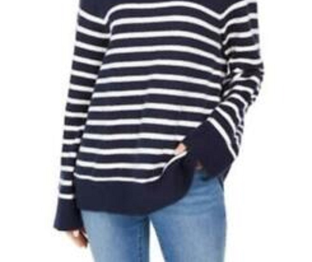 Suéter feminino listrado com gola alta Charter Club, azul, tamanho extragrande