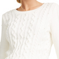 Suéter feminino Maison Jules em tricô trançado com imitação de pérolas, branco, tamanho extragrande