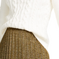 Suéter feminino Maison Jules em tricô trançado com imitação de pérolas, branco, tamanho extragrande