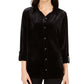 Camisa feminina de veludo com botões Charter Club, preta, tamanho XX-G