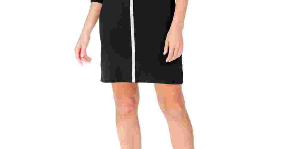 Vestido de festa curto com decote em V e corpo justo feminino JM Collection, preto, tamanho pequeno e pequeno