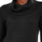 Suéter feminino com gola alta e gola alta da coleção JM, preto, tamanho X-S