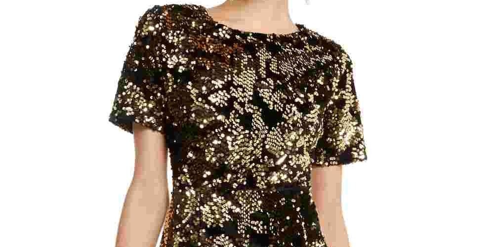 Vestido de lantejoulas feminino INC International Concepts, tamanho dourado, pequeno e médio