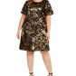 Vestido feminino plus size com lantejoulas e dois tons, dourado, tamanho 1X, da INC International Concepts
