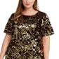 Vestido feminino plus size com lantejoulas e dois tons, dourado, tamanho 1X, da INC International Concepts