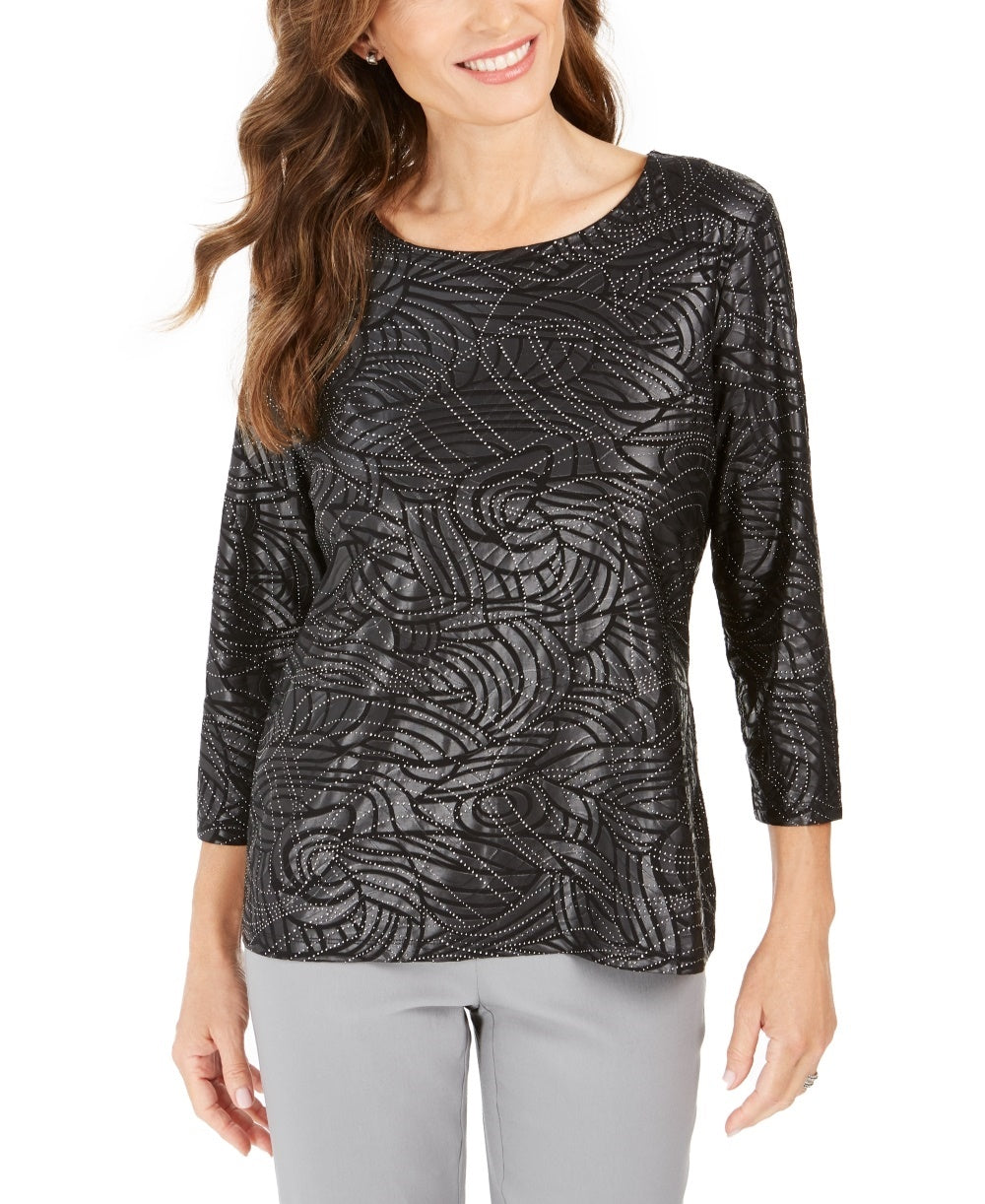 JM Collection Stud Trim Matte Foil Top Preto Tamanho Médio