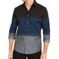 Camisa Alfani Masculina Classic Fit Colorblocked Ombre Stripe Azul Marinho Tamanho Grande