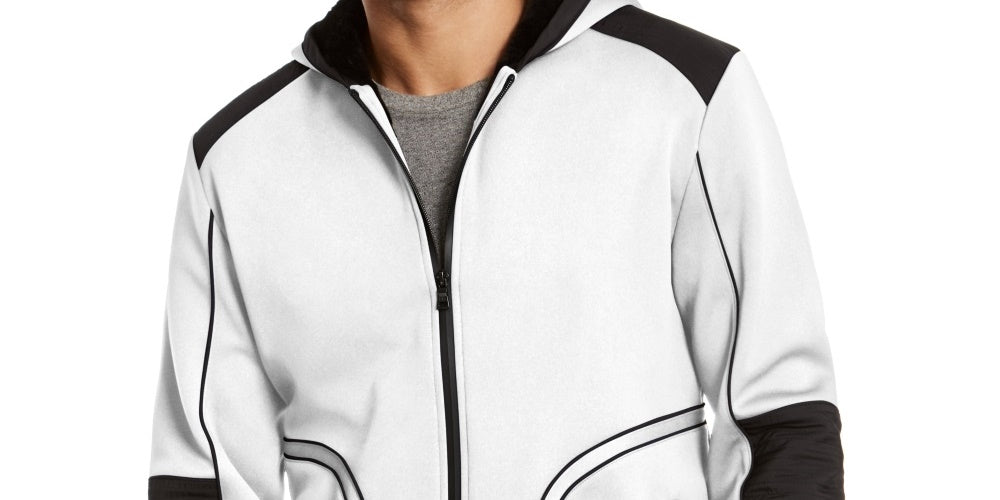 Jaqueta com capuz masculina INC International Concepts Overbound, branca, tamanho XXX-G