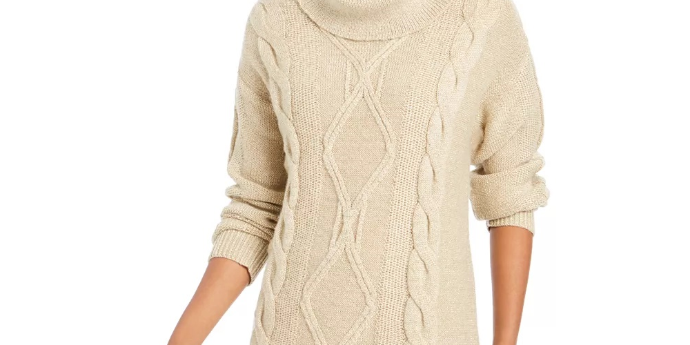 Suéter feminino Charter Club com decote careca e glitter, preto, tamanho X-S