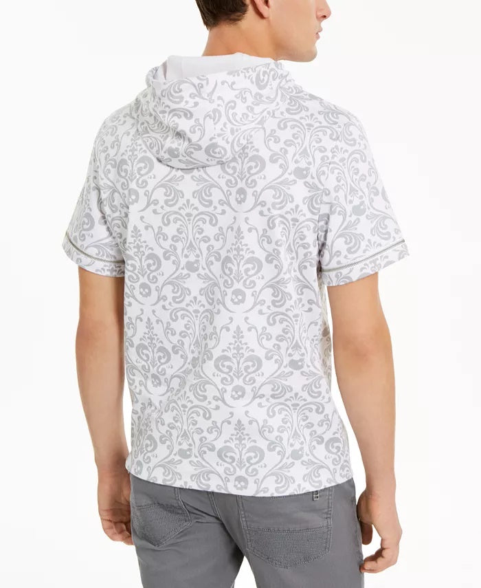 Moletom com capuz masculino com estampa damasco e ajuste regular da INC International Concepts, branco, tamanho extragrande